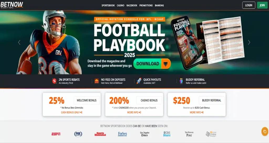 BetNow site screenshot – beginner-friendly online sportsbook